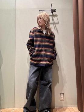 「ワイドパンツ 」｜「アイテム（その他アウター）」を使った、NANAMIさん（レディース・160cm）の秋コーディネート