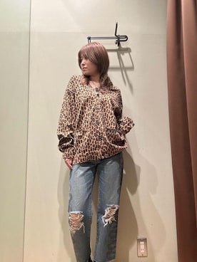 「HYSTERIC GLAMOUR（ヒステリックグラマー）のSNAKE LOOP 8分丈クラッシュデニムパンツ（デニムパンツ）」を使った、NANAMIさん（レディース・160cm）の冬コーディネート