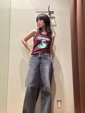 「アイテム（キャミソール、レッド系）」を使った、NANAMIさん（レディース・160cm）の夏コーディネート