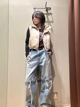 「HYSTERIC GLAMOUR（ヒステリックグラマー）のアイテム（ベスト）」を使った、NANAMIさん（レディース・160cm）の秋コーディネート
