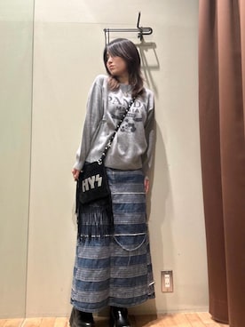 「HYSTERIC GLAMOUR（ヒステリックグラマー）のアイテム（ショルダーバッグ）」を使った、NANAMIさん（レディース・160cm）の秋コーディネート