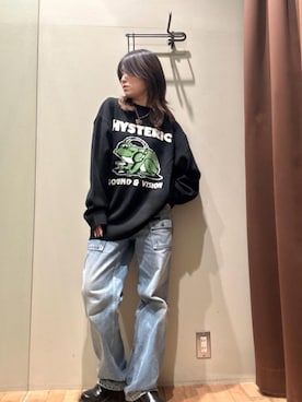 「HYSTERIC GLAMOUR（ヒステリックグラマー）のアイテム（デニムパンツ）」を使った、NANAMIさん（レディース・160cm）の秋コーディネート