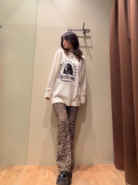 「HYSTERIC GLAMOUR（ヒステリックグラマー）のLEOPARD柄 リバーシブルスウェットパンツ（スウェットパンツ、その他）」を使った、NANAMIさん（レディース・160cm）の春コーディネート