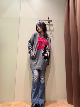 「HYSTERIC GLAMOUR（ヒステリックグラマー）のFLAME WOMAN編込 ワンピース（ワンピース、グレー系）」を使った、NANAMIさん（レディース・160cm）の春コーディネート