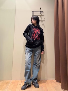 「HYSTERIC GLAMOUR（ヒステリックグラマー）のブッシュデニムパンツ（デニムパンツ、ブルー系）」を使った、NANAMIさん（レディース・160cm）の春コーディネート