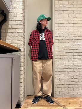 「シャツ 」｜「アイテム（キャップ）」を使った、Mitsuさん（メンズ・170cm）の春コーディネート
