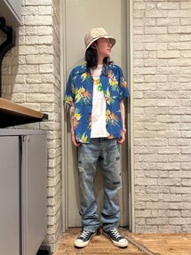 ＨＹＳＴＥＲＩＣ ＧＬＡＭＯＵＲ TROPIC LADYLAND柄 アロハシャツ HYSTERIC GLAMOUR]TROPIC LADYLAND柄 アロハシャツ/BLUE