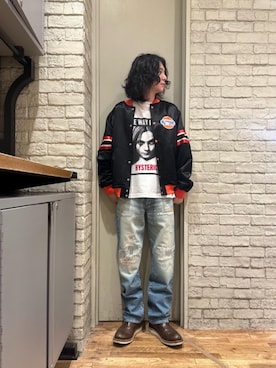 「HYSTERIC GLAMOUR（ヒステリックグラマー）のアイテム（スタジャン）」を使った、Mitsuさん（メンズ・170cm）の秋コーディネート