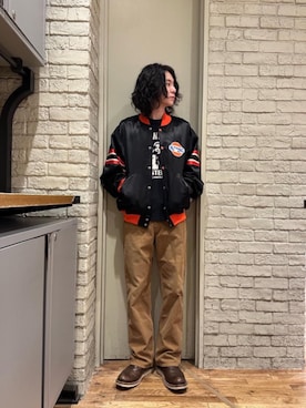 「HYSTERIC GLAMOUR（ヒステリックグラマー）のアイテム（スタジャン）」を使った、Mitsuさん（メンズ・170cm）の秋コーディネート