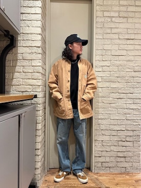 「アイテム（ブルゾン、ベージュ系）」を使った、Mitsuさん（メンズ・170cm）の秋コーディネート
