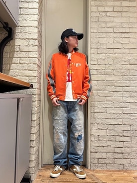 「アイテム（ブルゾン、オレンジ系）」を使った、Mitsuさん（メンズ・170cm）の秋コーディネート