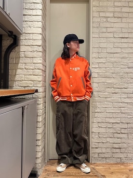 「アイテム（ブルゾン、オレンジ系）」を使った、Mitsuさん（メンズ・170cm）の秋コーディネート