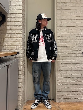 「HYSTERIC GLAMOUR（ヒステリックグラマー）のアイテム（スタジャン）」を使った、Mitsuさん（メンズ・170cm）の冬コーディネート