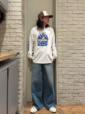 「HYSTERIC GLAMOUR（ヒステリックグラマー）の【26～28cm】サイドジップ ハイカットスニーカー（スニーカー）」を使った、Mitsuさん（メンズ・170cm）の冬コーディネート