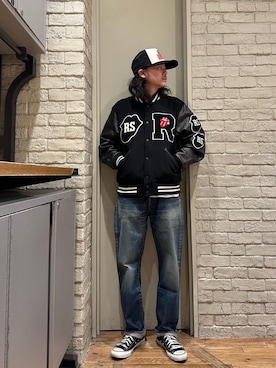 「HYSTERIC GLAMOUR（ヒステリックグラマー）のアイテム（スタジャン）」を使った、Mitsuさん（メンズ・170cm）の冬コーディネート