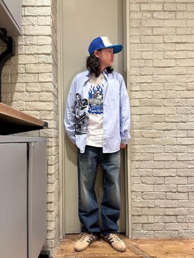 「シャツ 」｜「アイテム（帽子）」を使った、Mitsuさん（メンズ・170cm）の冬コーディネート