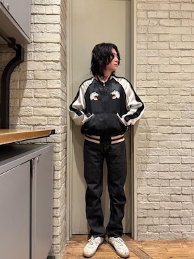 「HYSTERIC GLAMOUR（ヒステリックグラマー）のストレートデニムパンツ（デニムパンツ）」を使った、Mitsuさん（メンズ・170cm）の冬コーディネート