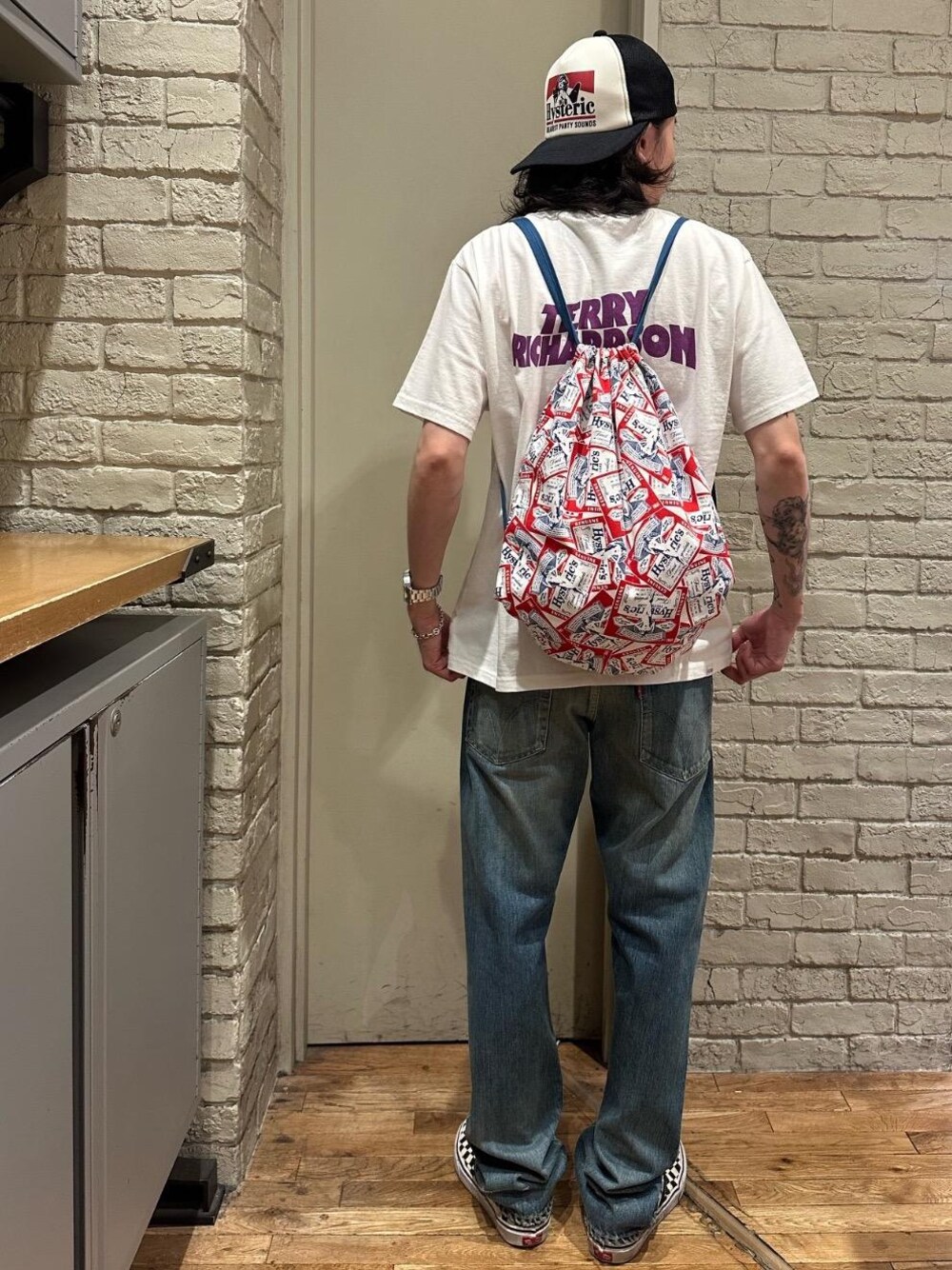 HYSTERIC GLAMOUR HG LABEL柄 ナップサック HYSTERIC GLAMOUR（ヒステリックグラマー）の「HG LABEL柄