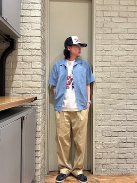 「HYSTERIC GLAMOUR（ヒステリックグラマー）のアイテム（チノパンツ）」を使った、Mitsuさん（メンズ・170cm）の夏コーディネート