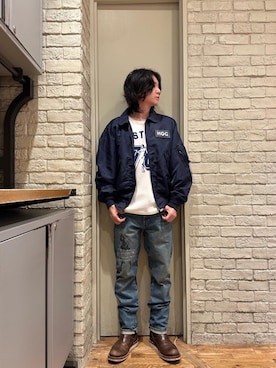 「アイテム（ミリタリージャケット）」を使った、Mitsuさん（メンズ・170cm）の秋コーディネート