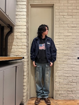 「アイテム（ミリタリージャケット）」を使った、Mitsuさん（メンズ・170cm）の秋コーディネート