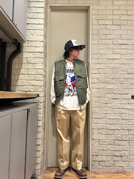 「HYSTERIC GLAMOUR（ヒステリックグラマー）のアイテム（チノパンツ）」を使った、Mitsuさん（メンズ・170cm）の秋コーディネート