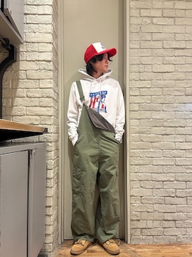 「アイテム（つなぎ/オールインワン）」を使った、Mitsuさん（メンズ・170cm）の秋コーディネート