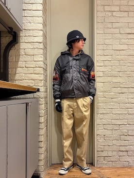 「アイテム（手袋）」を使った、Mitsuさん（メンズ・170cm）の秋コーディネート