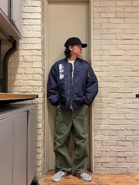 「HYSTERIC GLAMOUR（ヒステリックグラマー）のVIXEN LINE刺繍 キャップ（キャップ）」を使った、Mitsuさん（メンズ・170cm）の秋コーディネート