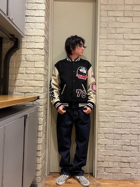 「アイテム（スタジャン）」を使った、Mitsuさん（メンズ・170cm）の冬コーディネート