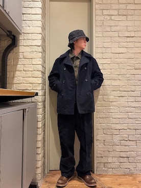 「アイテム（ピーコート）」を使った、Mitsuさん（メンズ・170cm）の冬コーディネート