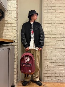 「アイテム（バックパック/リュック）」を使った、Mitsuさん（メンズ・170cm）の冬コーディネート