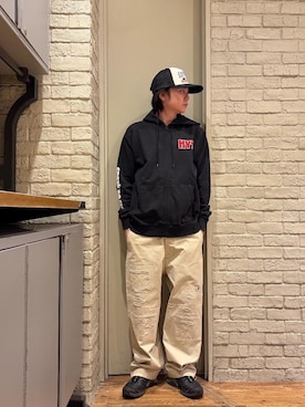 「HYSTERIC GLAMOUR（ヒステリックグラマー）のアイテム（キャップ）」を使った、Mitsuさん（メンズ・170cm）の冬コーディネート