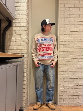 「HYSTERIC GLAMOUR（ヒステリックグラマー）のアイテム（キャップ）」を使った、Mitsuさん（メンズ・170cm）の冬コーディネート