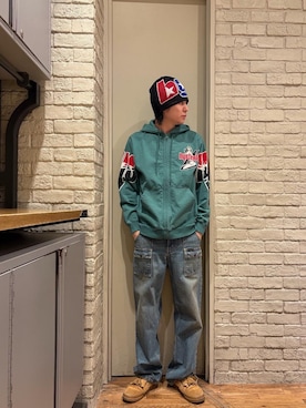 「HYSTERIC GLAMOUR（ヒステリックグラマー）のアイテム（キャップ）」を使った、Mitsuさん（メンズ・170cm）の冬コーディネート