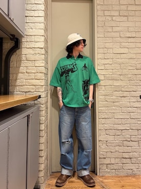「HYSTERIC GLAMOUR（ヒステリックグラマー）のMETAL GUID ポロシャツ（ポロシャツ、グリーン系）」を使った、Mitsuさん（メンズ・170cm）の春コーディネート