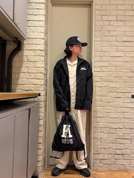 「HYSTERIC GLAMOUR（ヒステリックグラマー）のHYS SOUND メッシュキャップ（キャップ、ブラック系）」を使った、Mitsuさん（メンズ・170cm）の春コーディネート