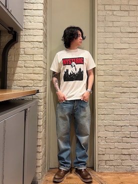 「HYSTERIC GLAMOUR（ヒステリックグラマー）のストレートデニムパンツ（デニムパンツ、ブルー系）」を使った、Mitsuさん（メンズ・170cm）の春コーディネート
