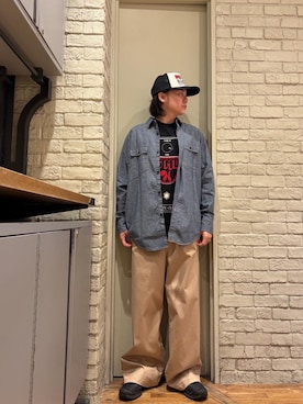 「HYSTERIC GLAMOUR（ヒステリックグラマー）のGUITAR GIRL メッシュキャップ（キャップ、ブラック系）」を使った、Mitsuさん（メンズ・170cm）の夏コーディネート