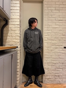 「HYSTERIC GLAMOUR（ヒステリックグラマー）のHYSTERIC JEANS パーカー（パーカー、ブラック系）」を使った、Mitsuさん（メンズ・170cm）の夏コーディネート