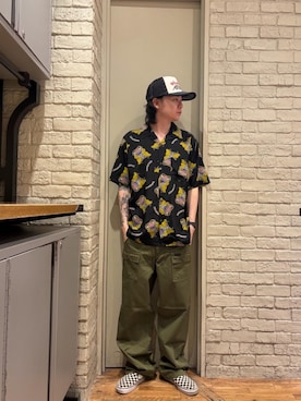 「HYSTERIC GLAMOUR（ヒステリックグラマー）のSPEEDSTER メッシュキャップ（キャップ、ブラック系）」を使った、Mitsuさん（メンズ・170cm）の夏コーディネート