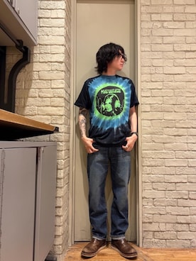 「HYSTERIC GLAMOUR（ヒステリックグラマー）のストレートデニムパンツ（デニムパンツ、ブルー系）」を使った、Mitsuさん（メンズ・170cm）の夏コーディネート