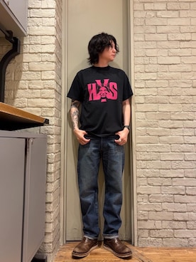 「HYSTERIC GLAMOUR（ヒステリックグラマー）のストレートデニムパンツ（デニムパンツ、ブルー系）」を使った、Mitsuさん（メンズ・170cm）の夏コーディネート