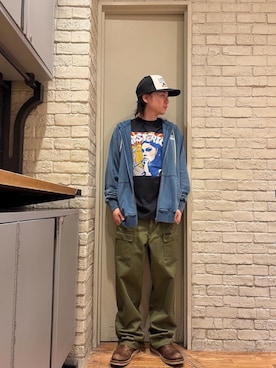 「HYSTERIC GLAMOUR（ヒステリックグラマー）のHYSTERIC BOX メッシュキャップ（キャップ、ブラック系）」を使った、Mitsuさん（メンズ・170cm）の夏コーディネート