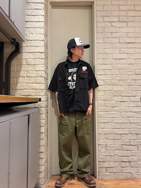 「HYSTERIC GLAMOUR（ヒステリックグラマー）のPROPERTY OF HYSTERIC Tシャツ（Tシャツ/カットソー、ブラック系）」を使った、Mitsuさん（メンズ・170cm）の夏コーディネート
