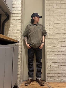 「HYSTERIC GLAMOUR（ヒステリックグラマー）のスリムストレートデニムパンツ（デニムパンツ、ブルー系）」を使った、Mitsuさん（メンズ・170cm）の夏コーディネート