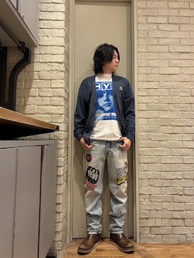 「HYSTERIC GLAMOUR（ヒステリックグラマー）のMOONLIGHT DRIVE Tシャツ（Tシャツ/カットソー、ホワイト系）」を使った、Mitsuさん（メンズ・170cm）の夏コーディネート
