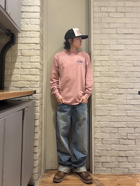 「HYSTERIC GLAMOUR（ヒステリックグラマー）のHYPNOTIZED LOGO ラインストーンメッシュキャップ（キャップ、ブラック系）」を使った、Mitsuさん（メンズ・170cm）の秋コーディネート