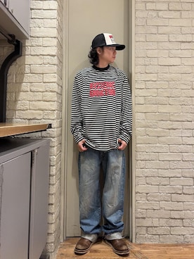 「HYSTERIC GLAMOUR（ヒステリックグラマー）のGUITAR GIRL メッシュキャップ（キャップ、ブラック系）」を使った、Mitsuさん（メンズ・170cm）の秋コーディネート