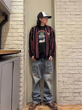 「HYSTERIC GLAMOUR（ヒステリックグラマー）のFRESH QUALITY Tシャツ（Tシャツ/カットソー、ブラック系）」を使った、Mitsuさん（メンズ・170cm）の秋コーディネート